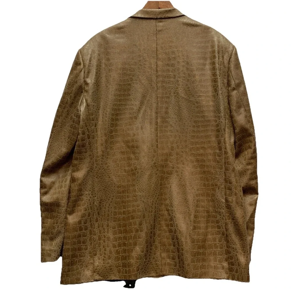 Bassiri Two Button Blazer Men’s XXL - Crocodile Pattern Tan 2XL NWT‎